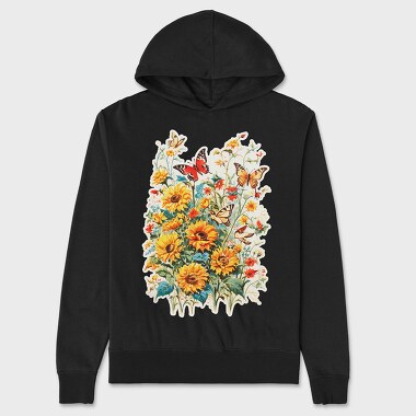 Butterfly and Flowers, Unisex Men's Hoodie