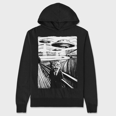 Scared Cat Ufo, Unisex Men's Hoodie