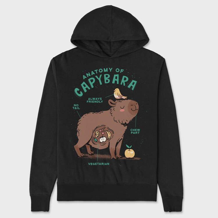 Cute Capybara Anatomy, Unisex Men's Hoodie