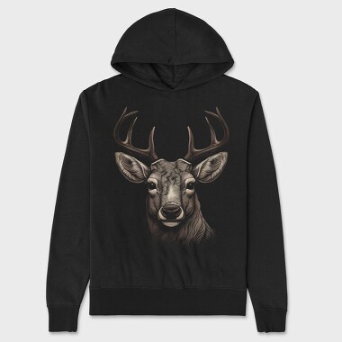 Realistic Deer, Unisex Men's Hoodie