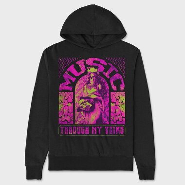 Rock Poster Music Through, Unisex Men's Hoodie