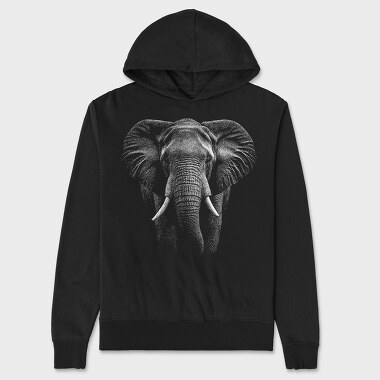 Realistic Elephant, Unisex Men's Hoodie