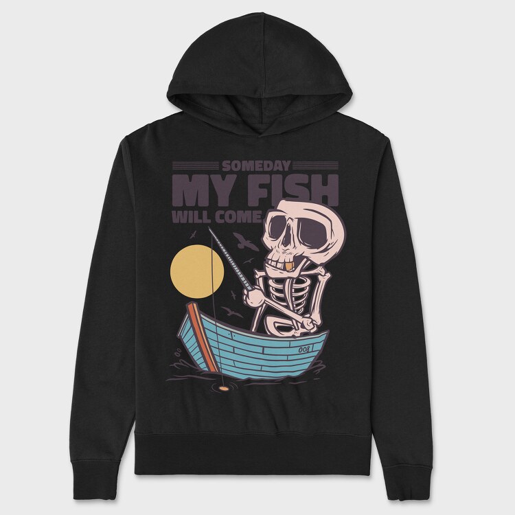 Skeleton Fishing, Unisex Men's Hoodie
