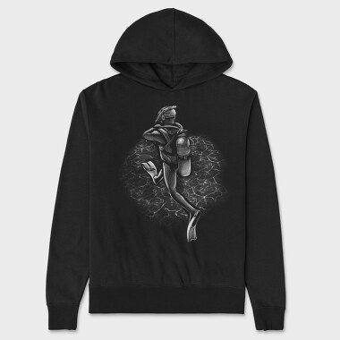 Scuba Diver Monochrome, Unisex Men's Hoodie