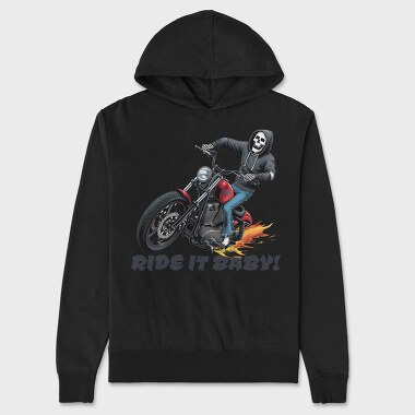 Skeleton Flames Moto, Unisex Men's Hoodie