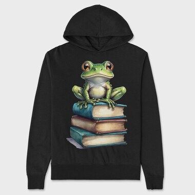 Realistic Frog Books, Unisex Men's Hoodie