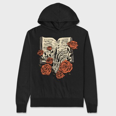 Skeleton Hand Book, Unisex Men's Hoodie