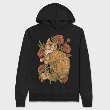 Red Cat Poppies, Unisex Men's Hoodie