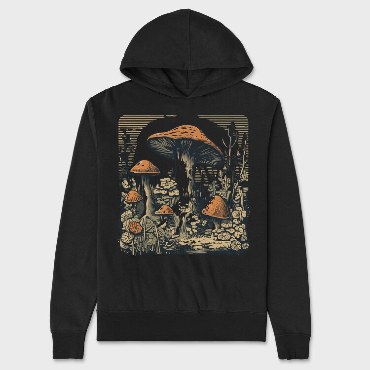 Unisex Men's Hoodie, Retro Funghi
