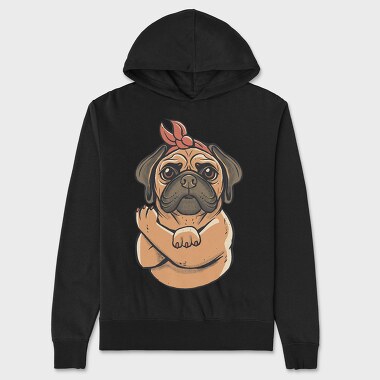 Pug Strong Woman, Unisex Men's Hoodie