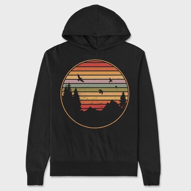 Mountains and Tree Retro Sunset, Unisex Men's Hoodie