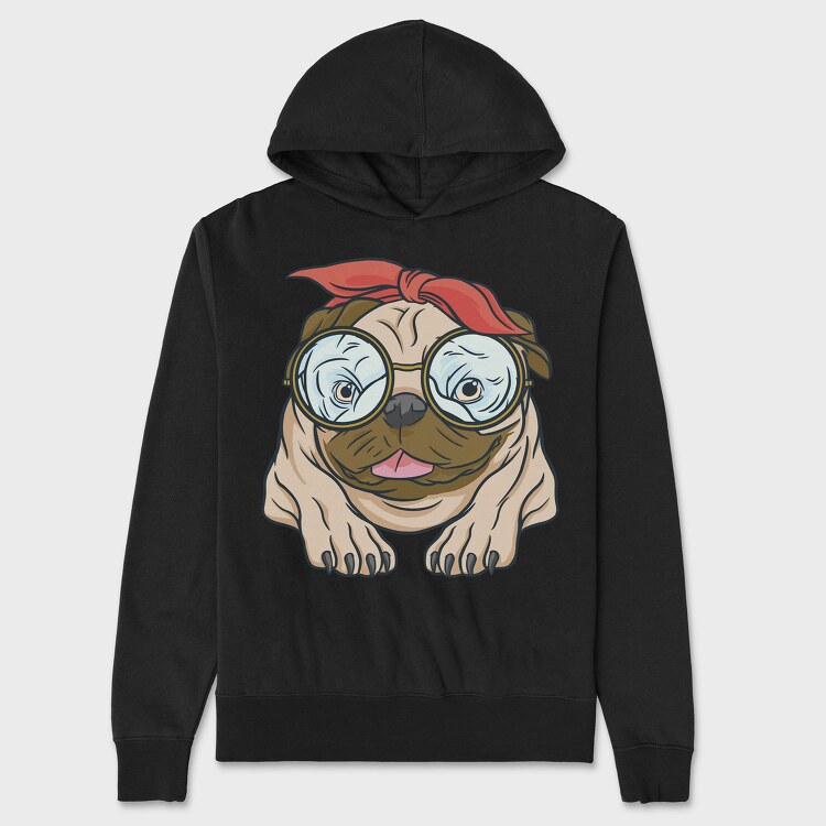 Pug With Glasses, Унисекс Мъжко Суичър