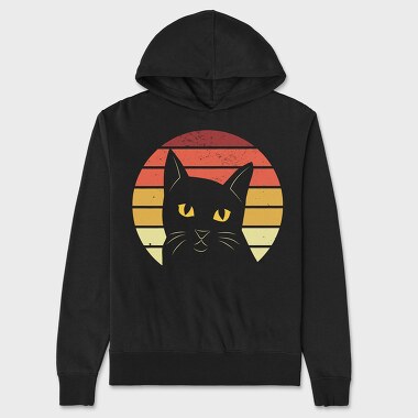 Retro Sunset Cat, Unisex Men's Hoodie