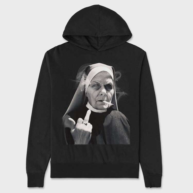 Nun Middle Finger, Unisex Men's Hoodie