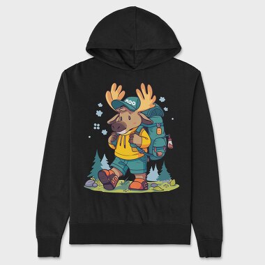 Moose Hiking, Unisex Men's Hoodie