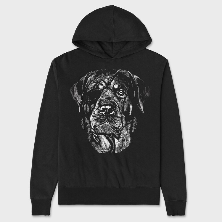 Rottweiler Eyepatch Portrait, Unisex Men's Hoodie