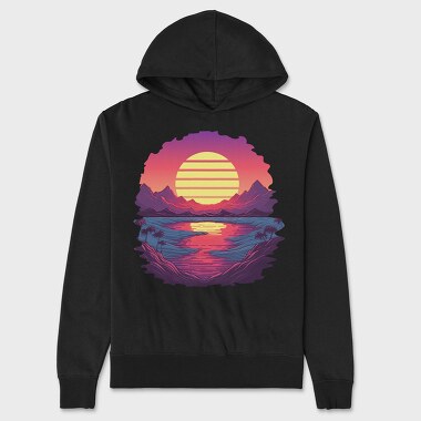 Retro Sunset View, Unisex Men's Hoodie