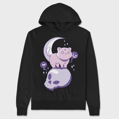 Pastel Goth Cat Skull, Unisex Men's Hoodie