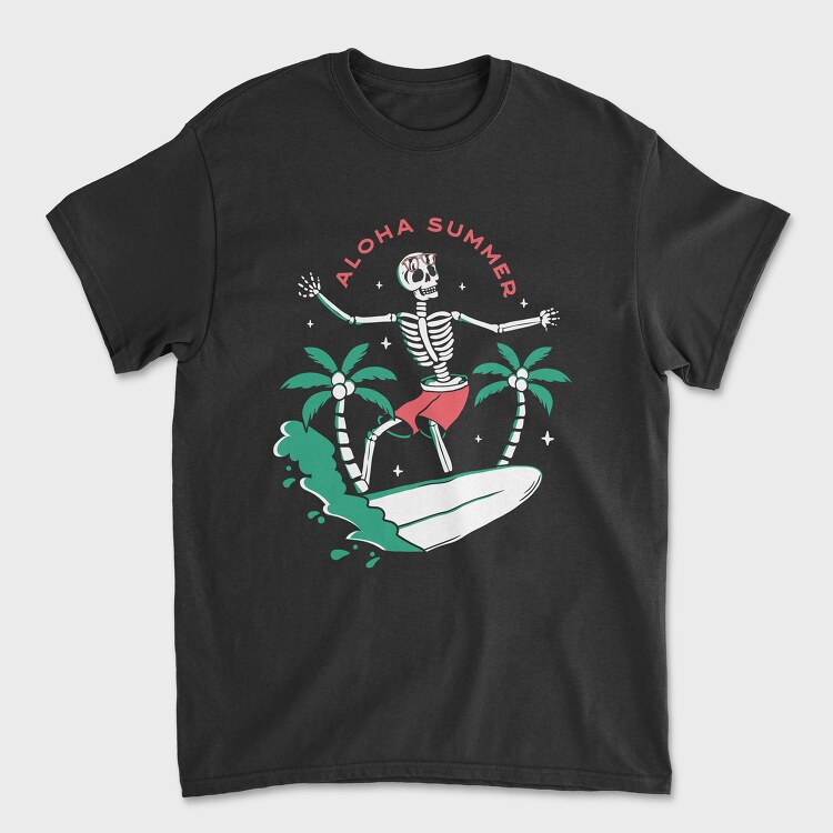 Aloha Summer Skeleton, Унисекс Мъжка Тениска