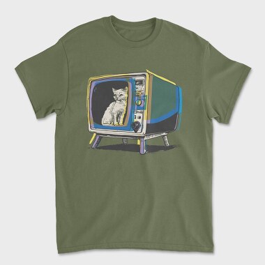 Unisex Men's T-Shirt, Cat Inside Tv