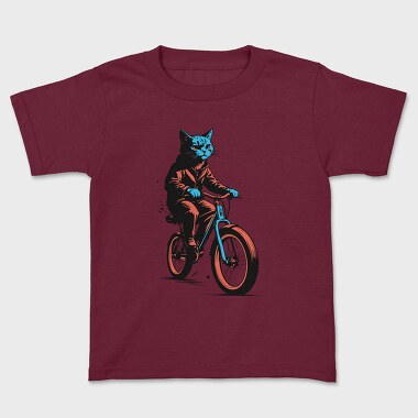 Kids' T-Shirt, Cat on Bike