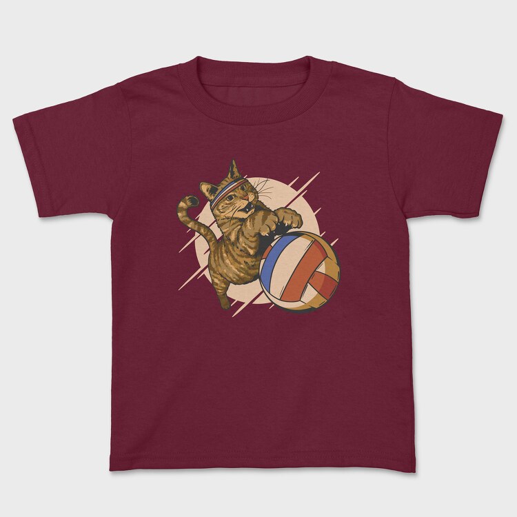 Cat Playing Volleyball, Kids' T-Shirt