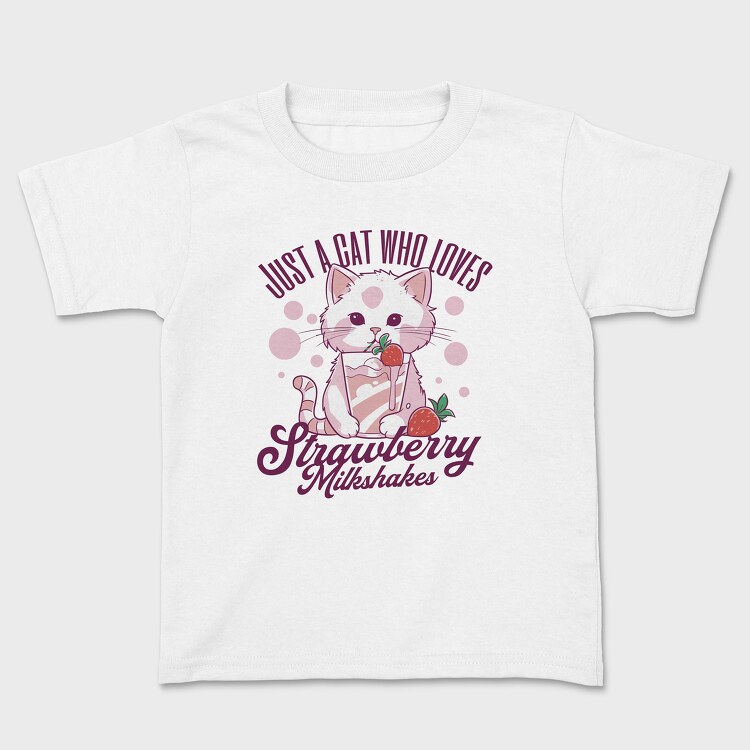 Cat Strawberry Milkshake, Kids' T-Shirt