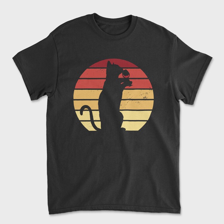 Cat Wine Sunset, Unisex Men's T-Shirt