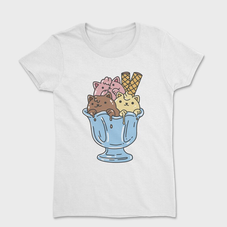 Cute Cats Ice Cream Bowl, Дамска Тениска