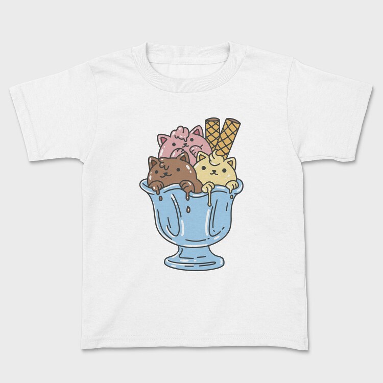 Cute Cats Ice Cream Bowl, Детска Тениска