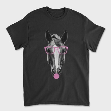 Unisex Men's T-Shirt, Horse Bubblegum Monochrome