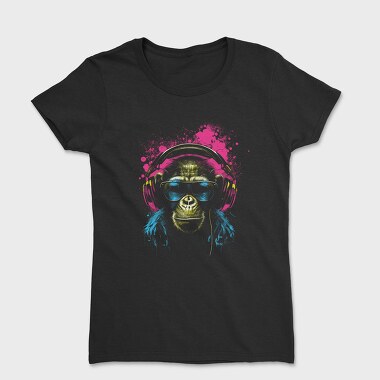 Monkey Headphones Portrait, Women's T-Shirt