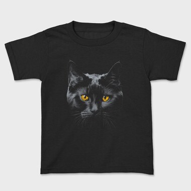 Monochrome Cat Contrast Yellow Eyes, Kids' T-Shirt