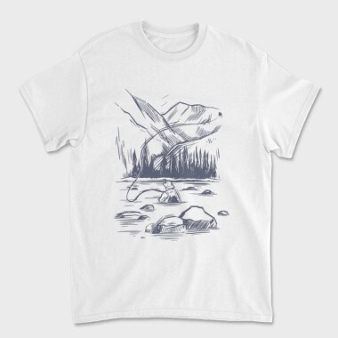 Monochrome Fisherman, Unisex Men's T-Shirt