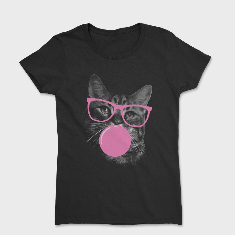 Sunglasses Cat Bubblegum Monochrome, Дамска Тениска