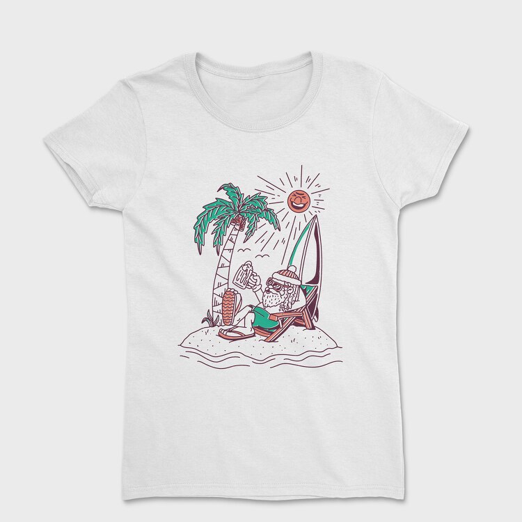 Surfer Santa Beer, Women's T-Shirt