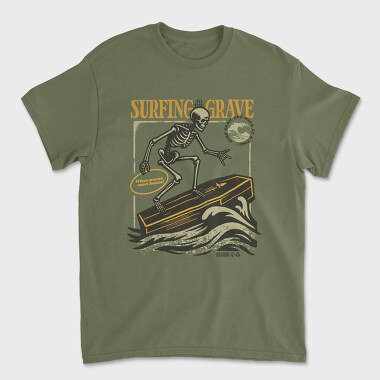 Surfing Grave Skeleton, Унисекс Мъжка Тениска