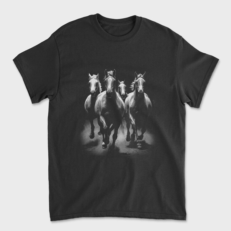 Horses Monochrome, Унисекс Мъжка Тениска
