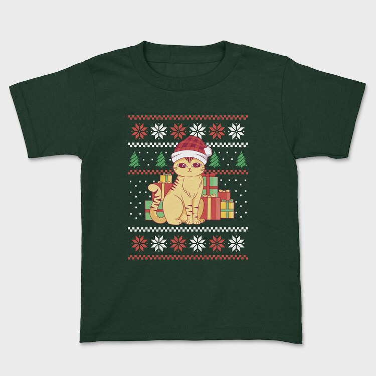 Cat With Gifts Ugly Sweater, Kids' T-Shirt