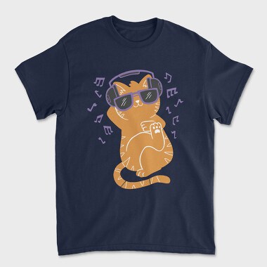 Cat With Sunglasses and Headphones, Unisex Men's T-Shirt