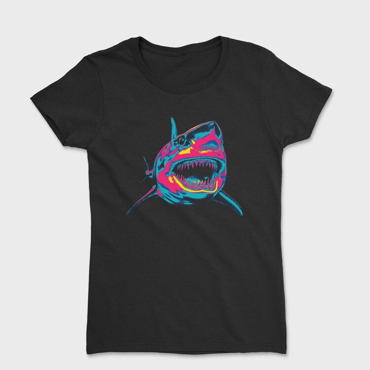 Angry Shark Neon, Women's T-Shirt