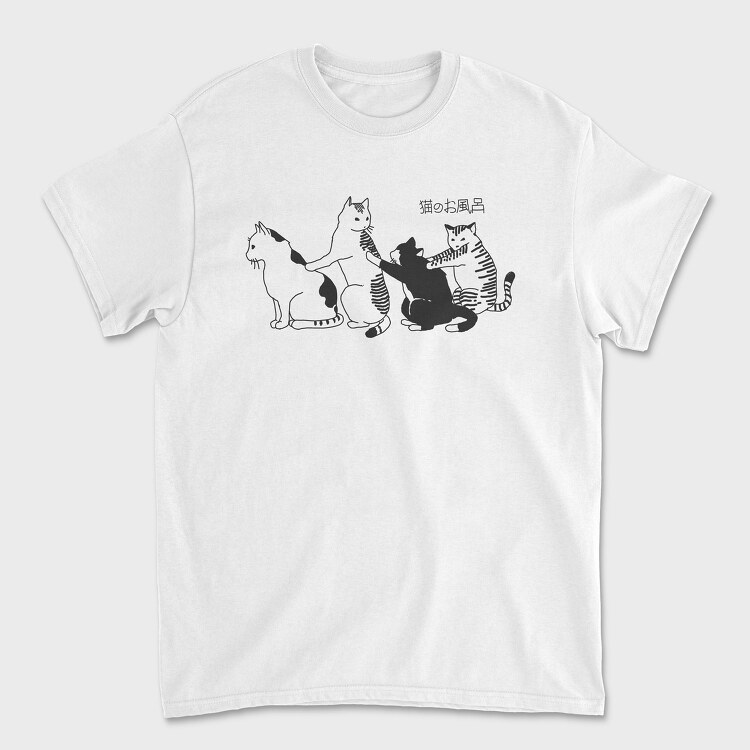 Cats Japanese Bath, Unisex Men's T-Shirt