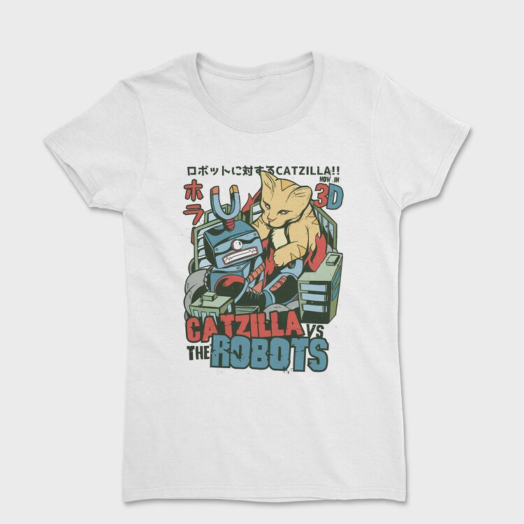 Catzilla vs Robot, Women's T-Shirt