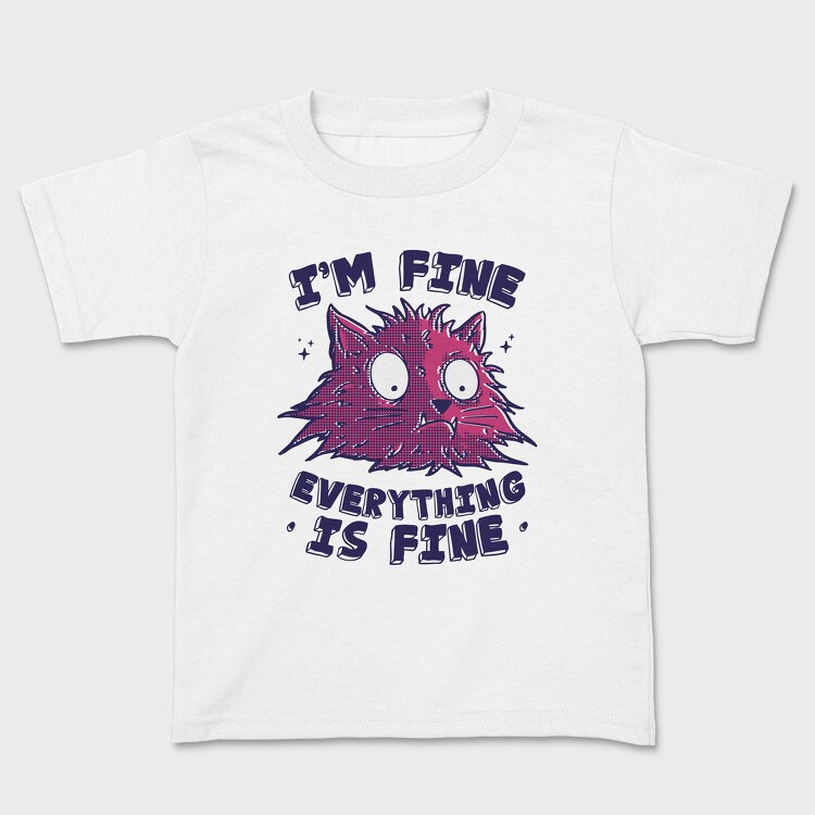 Everything Is Fine Stressed Cat, Kids' T-Shirt