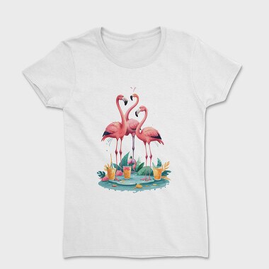 Three Flamingos, Women's T-Shirt