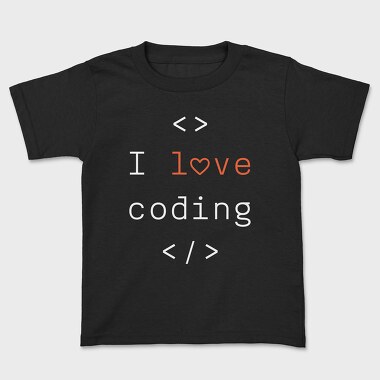 I Love Coding, Kids' T-Shirt