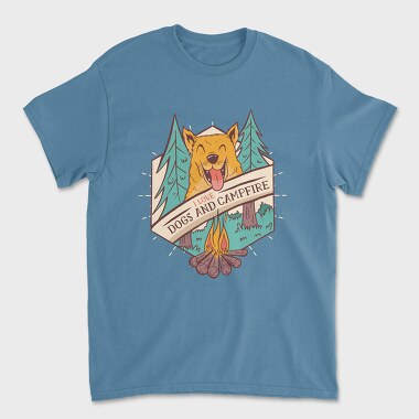 Унисекс Мъжка Тениска, I Love Dogs and Campfire