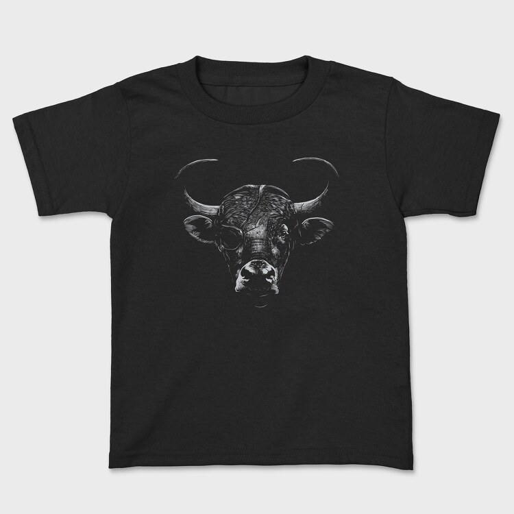 Eyepatch Bull Portrait, Kids' T-Shirt