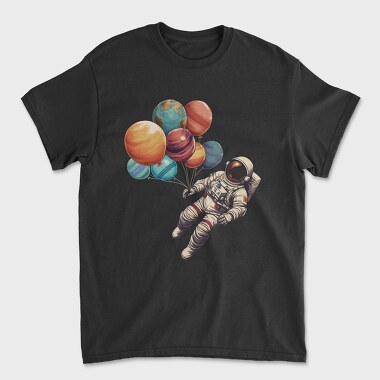 Astronaut Baloons Planets, Unisex Men's T-Shirt