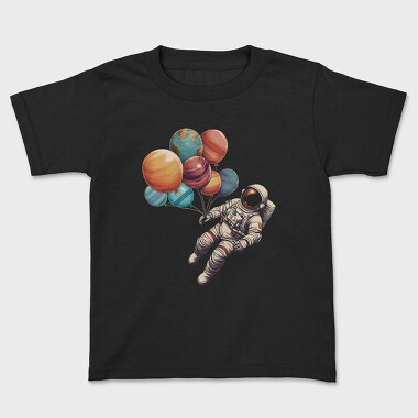 Astronaut Baloons Planets, Kids' T-Shirt